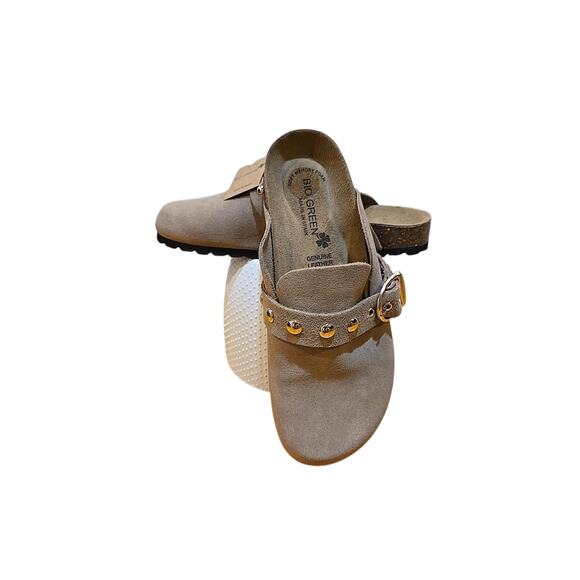 Bio Green Leather Sandals Ladies 8/EU 39 Hippy Boho Show Festival Gorpcore - Picture 1 of 12